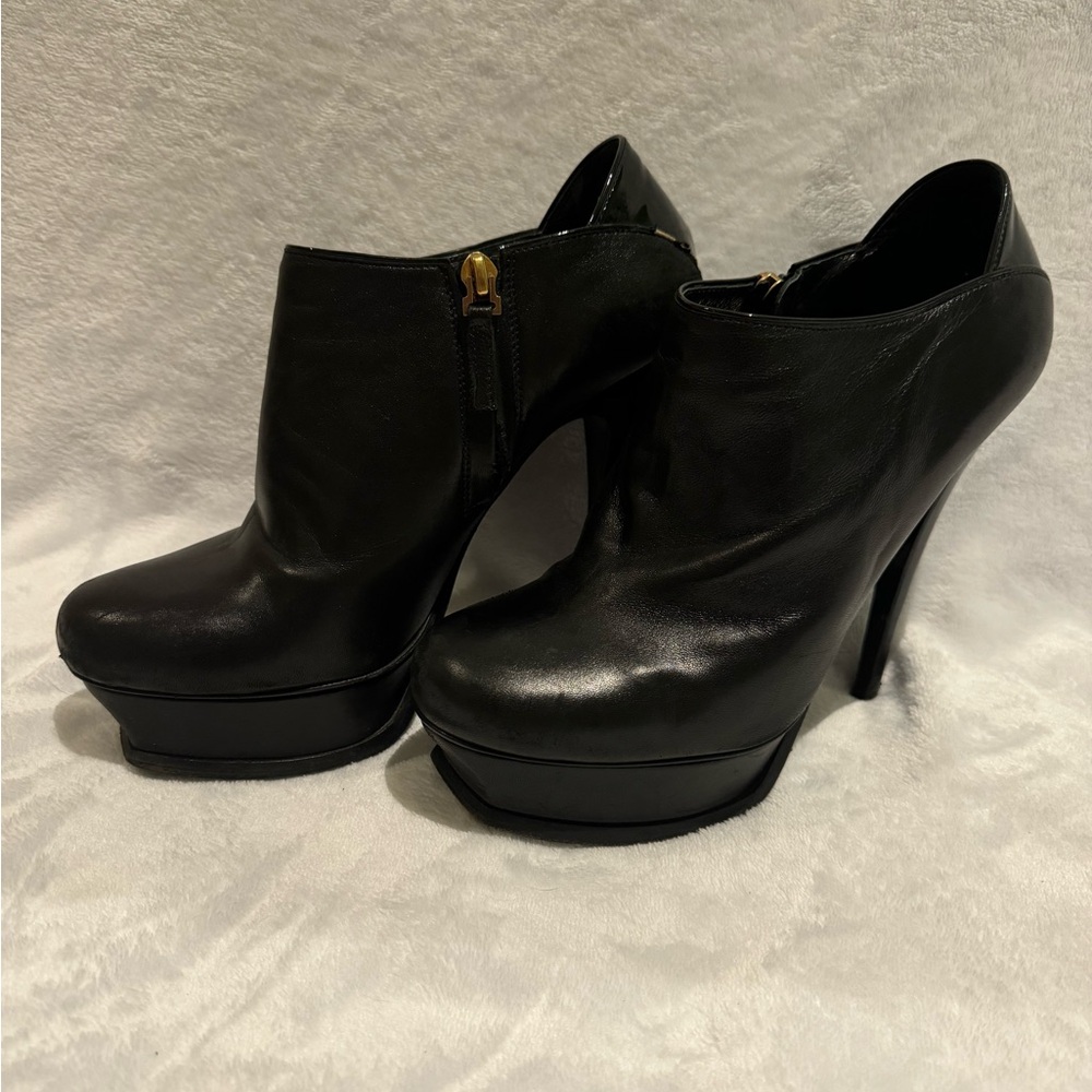 YSL Black Leather Stiletto Heels